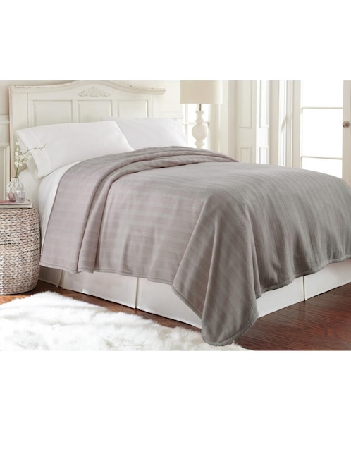 COBERTOR I.DAMASK STRIPE, KS, GRIS HAUS