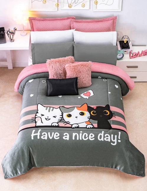 Cobertor Concord Acolchado Ultracálido Gatitos estampado animal