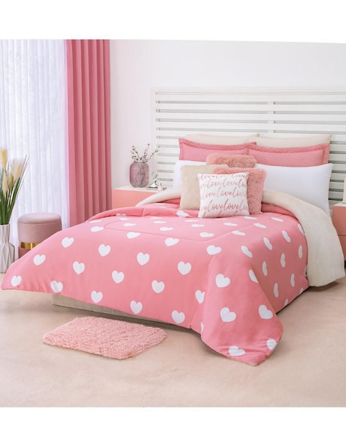 Cobertor Acolchado Ultracálido Love estampado texturizado