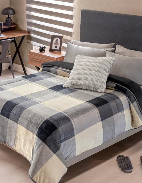 Cobertor Vianney Mink Acolchado Escocés estampado texturizado