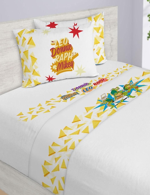 Juego de sábanas de microfibra Providencia Tortugas Ninja Pizza