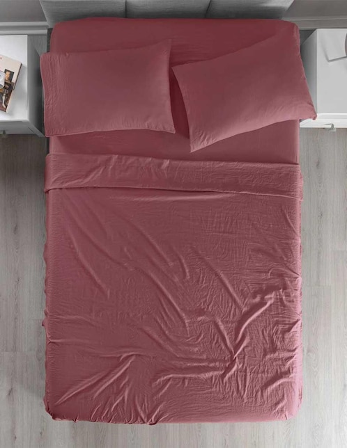 Juego de sábanas de poliéster 240 hilos Vianney Viasoft Washed Blush