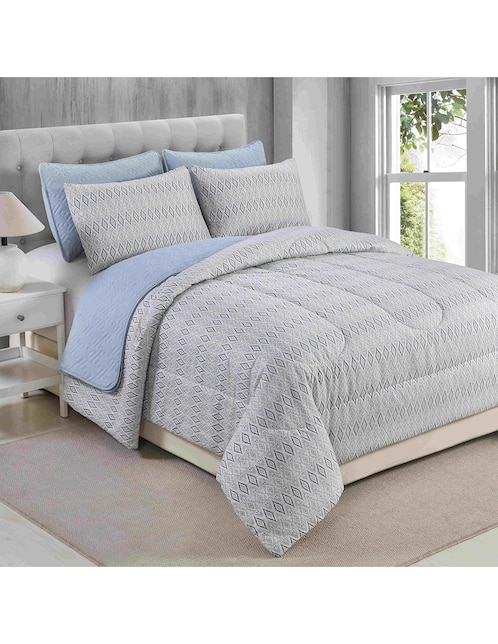 SET EDREDÓN COVERLET 6 PZ, KS, GRIS HAU