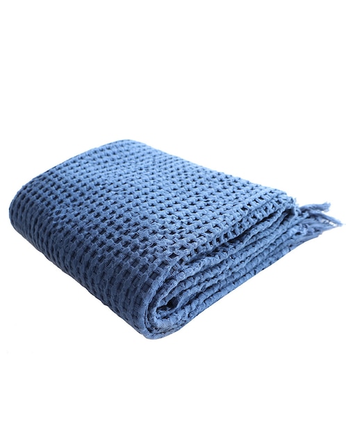 FRAZADA WAFFLE, ESTÁNDAR, AZUL HAUS