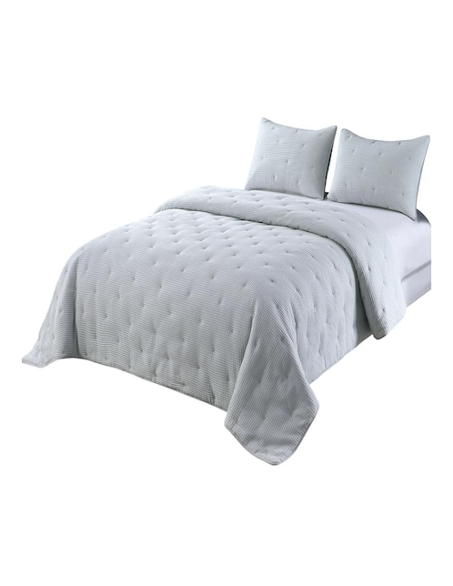 SET COLCHA WAFFLE, KS, GRIS HAUS