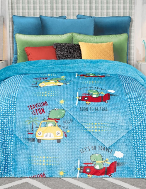 Cobertor Regina Invernal Dino Travel estampado infantil