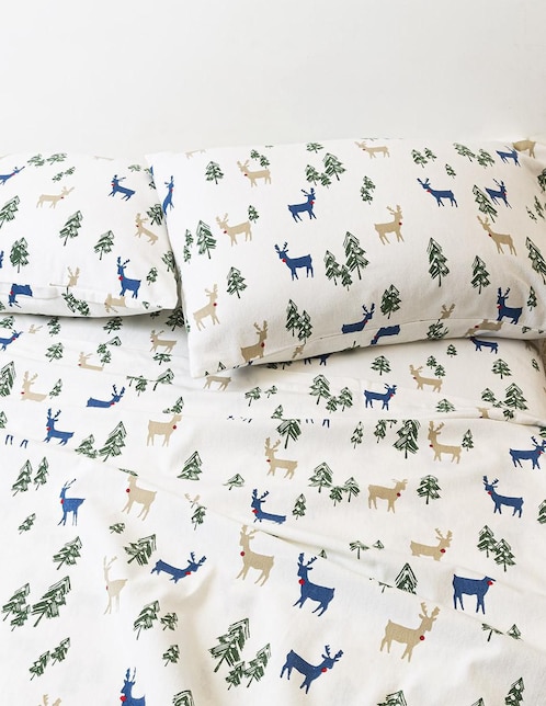 Juego de sábanas de franela 80 hilos Eddie Bauer Jolly Deer