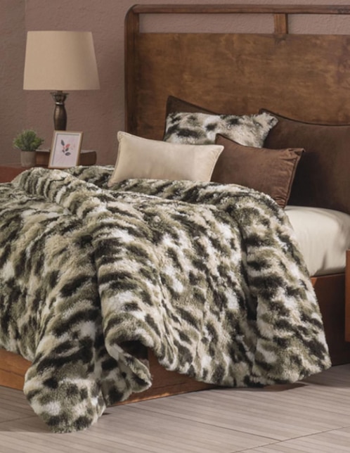 Cobertor Intima Hogar Deluxe Leopard estampado texturizado