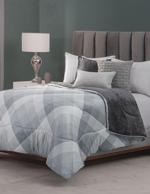 Cobertor Intima Hogar Silver Plaid Allure estampado geométrico