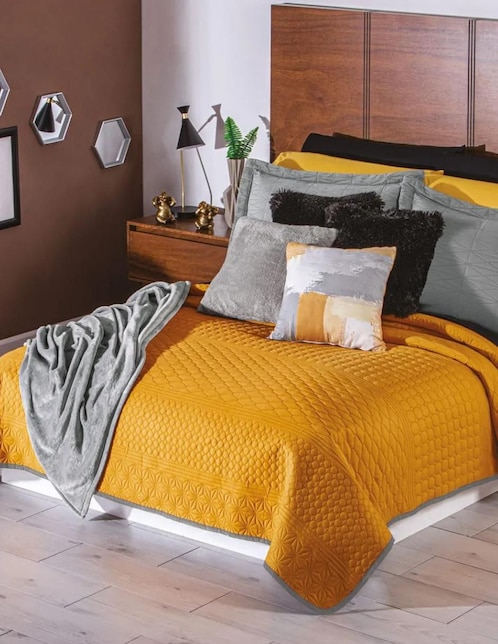 Colcha Mustard Gray Mix