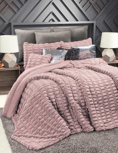 Cobertor Regina Pink Dust Majesty estampado texturizado