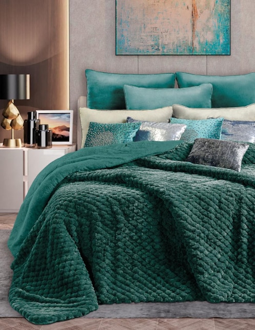 Cobertor Regina Maison Esmeralda estampado texturizado