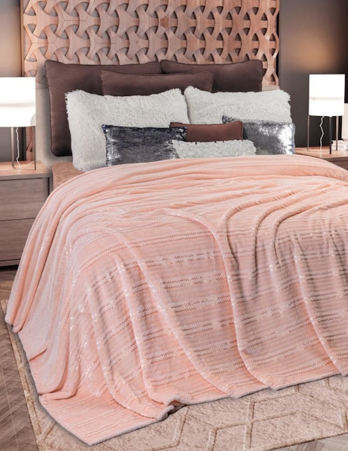 Cobertor Regina Soft Pink estampado texturizado