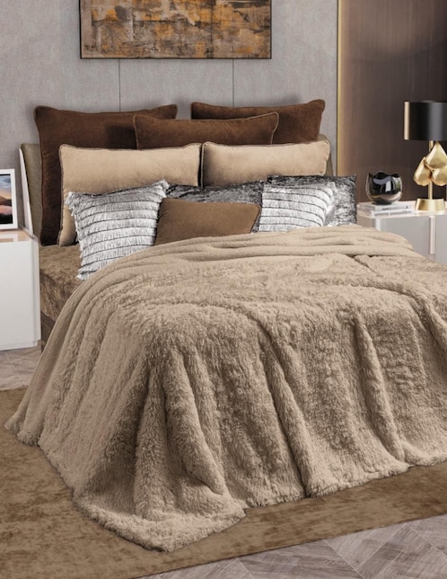 Cobertor Regina Fur & Sherpa Dupla Lux estampado texturizado