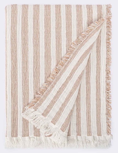 FRAZADA MAREA STRIPE, ESTÁNDAR, BEIGE N