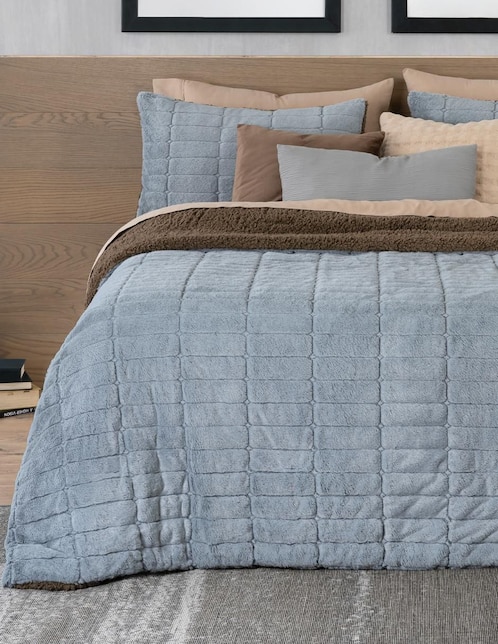 Set edredón real textil afelpado doble vista más fundas sin temática