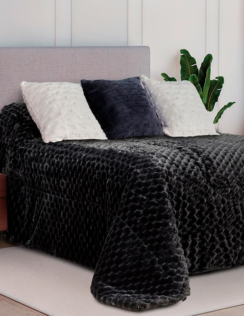 Cobertor Dormireal Estambul Black estampado texturizado