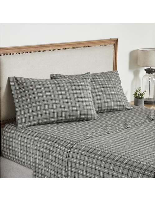 JGO SABANAS I.FLANNEL, QS, GRIS OXFORD