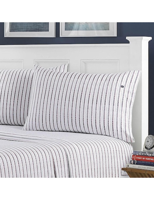 Juego de sábanas de microfibra Nautica Avery Stripe Navy