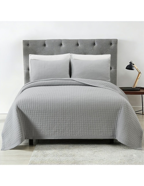 SET COLCHA COTTON SQUARE, MAT-QS, GRIS