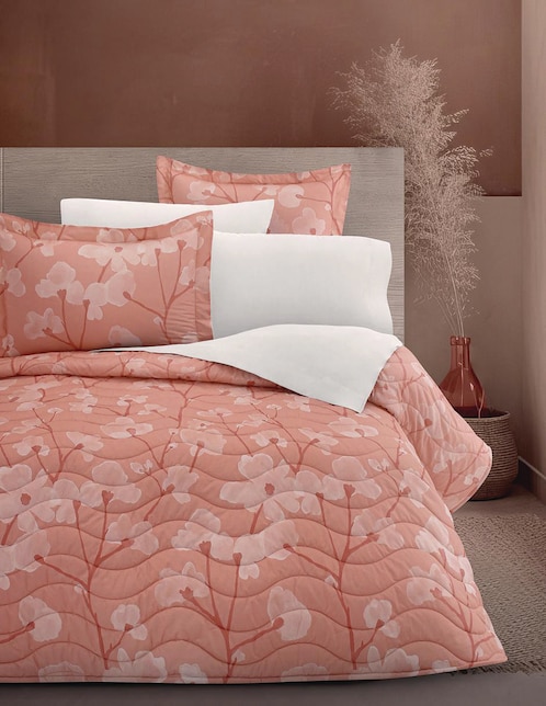 Set de colcha Dalfiori Basic Cindel Coral