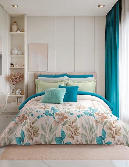 Cobertor luxpuff arrecife estampado floral