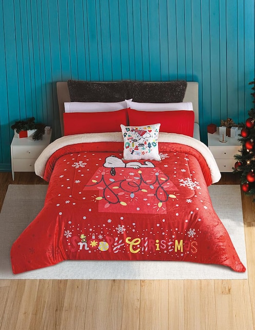 Cobertor navideño borrega snoopy christmas