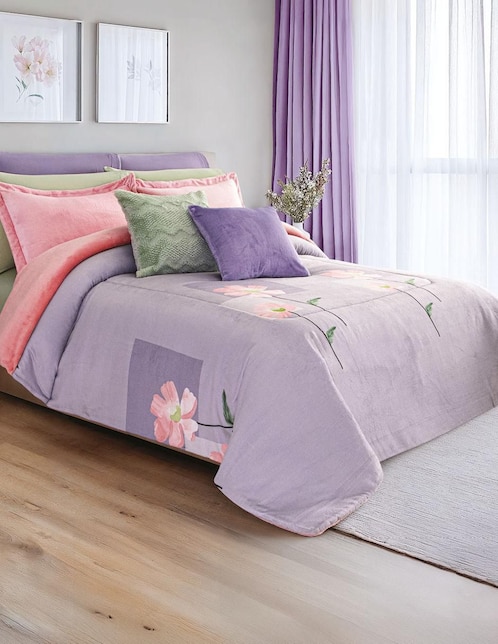 Cobertor dreamy malva danzatta estampado floral
