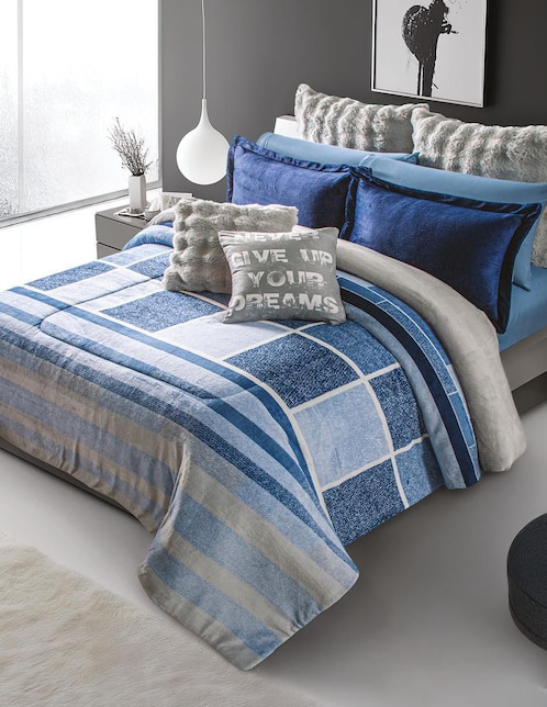 Cobertor winter blue plaid estampado a cuadros