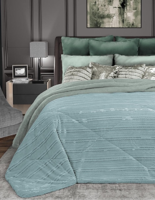 Cobertor Regina Aloe Vera Shimmer estampado geométrico