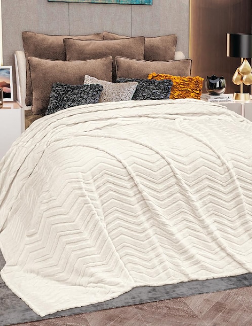 Cobertor Regina Chevron Ivory estampado geométrico