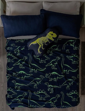Cobertor Vianney Dinos Glow In Dark estampado gráfico