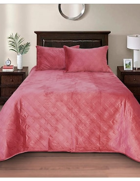 Set De Colcha Dormireal Velvet Palo De Rosa