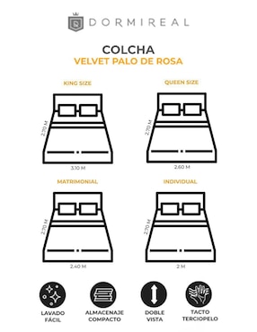 Set de colcha Dormireal Velvet Palo De Rosa