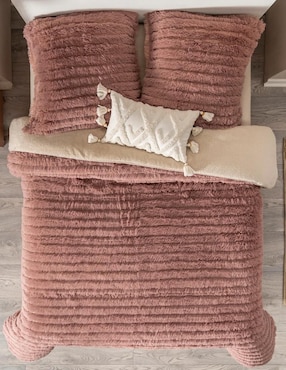 Cobertor Vianney Faux Fur Cozy Malva estampado texturizado