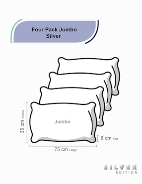 Set de almohada Silver Edition Four Pack Silver Estándar y Jumbo firmeza media