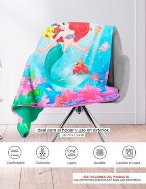 Cobertor Ariel Providencia Sirenita peces estampado infantil