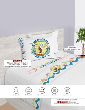 Juego de sábanas de microfibra Providencia Bob Esponja