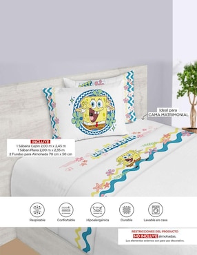 Juego de sábanas de microfibra Providencia Bob Esponja