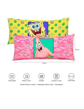 Almohada Providencia Súper Jumbo 120x50 cms Bob Esponja Square Pants firmeza media