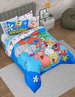 Set edredón Providencia Microfibra Matrimonial Fondo del Mar Bob Esponja