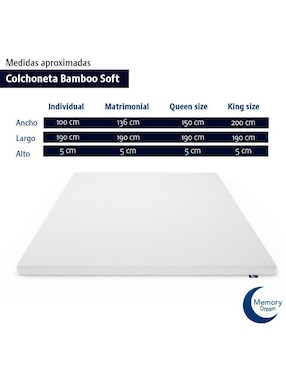 Colchoneta Memory Dream Bamboo Soft confort medio