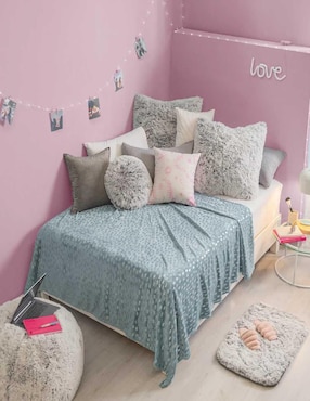 Cobertor Vianney Celeste estampado aterciopelado