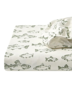 Juego de sábanas de franela 80 hilos Eddie Bauer School Of Fish Dkp