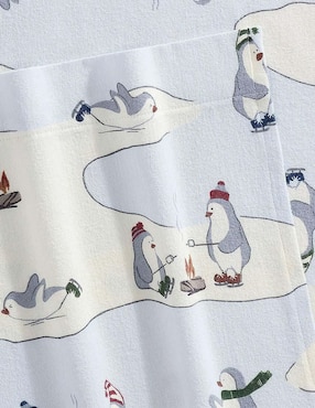 Juego de sábanas de franela 80 hilos Eddie Bauer Skating Penguins Sky