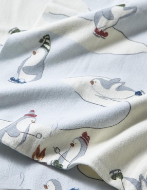 Juego de sábanas de franela 80 hilos Eddie Bauer Skating Penguins Sky