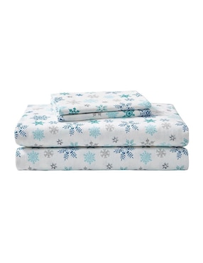 Juego de sábanas de franela 80 hilos Eddie Bauer Tossed Snowflake Dsi