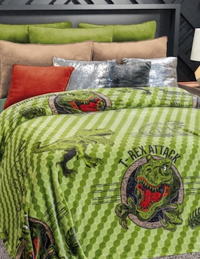 Cobertor Regina Ultrasoft T-Rex Attack estampado dinosaurio