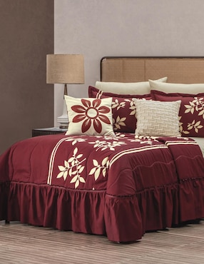 Set De Colcha Intima Hogar Americana Merlot