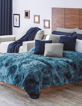 Cobertor Concord Faux Fur Blue Moon Estampado Texturizado